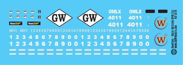 N Scale - Great Western Locomotive GP40-2L OminTrax Decals