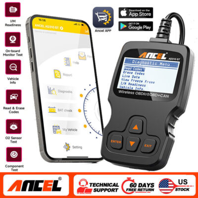 ANCEL AD310 BT Bluetooth OBD2 Scanner Check Engine Light Battery Car Code Reader