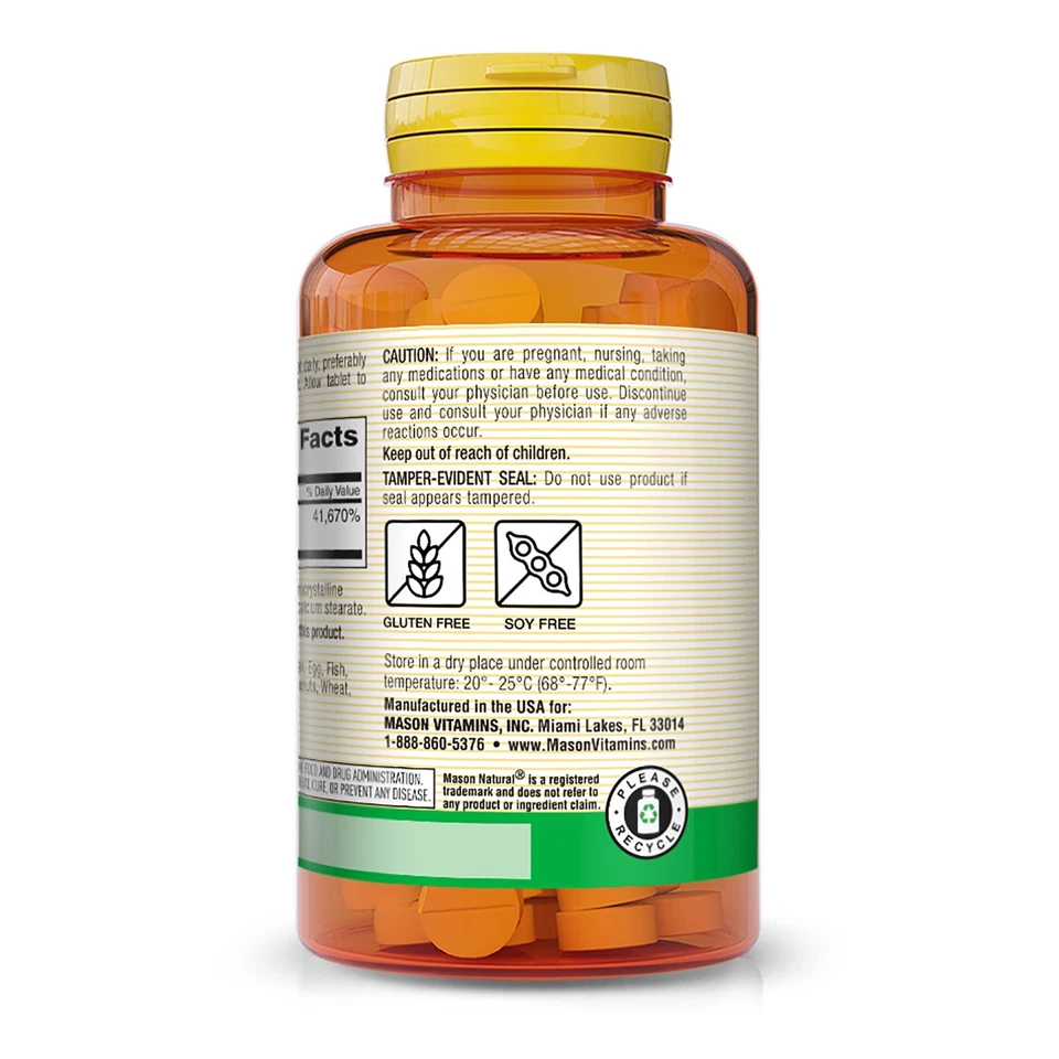 Mason Natural Vitamina B12 1000 mcg con liberación extendida de calcio - 200 comprimidos Foto 3 de 4