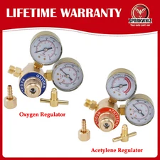 Oxygen and Acetylene Regulators Set with Dual Gauge, CGA200 CGA540 USA Fast