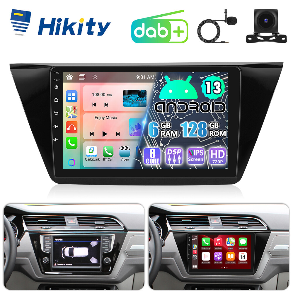 Radio Android DAB+ 8Core 6+128GB 10.1" CarPlay RDS Navi para VW Touran 5T desde 2015