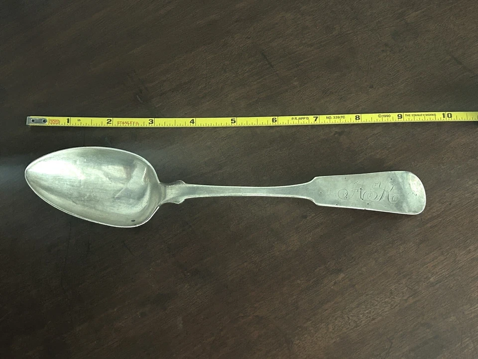 Antique 53g Sterling Silver Serving Spoon, S. D. SMITH American Flatware 1800s - Image 4 of 4