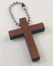 Mini Wooden Cross Keychain Wood Key Chain Keyring Ring Purse Bag Charm