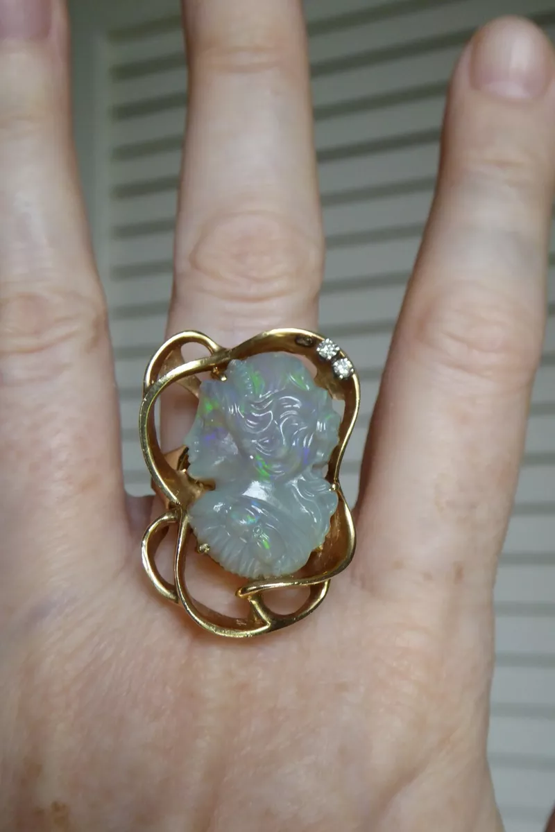 Carved opal ring deals