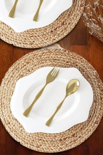 Jute Hand Braided Placemats Set of 4 | 14 Inches Artistic Square Tablemats fo... - Picture 9 of 9