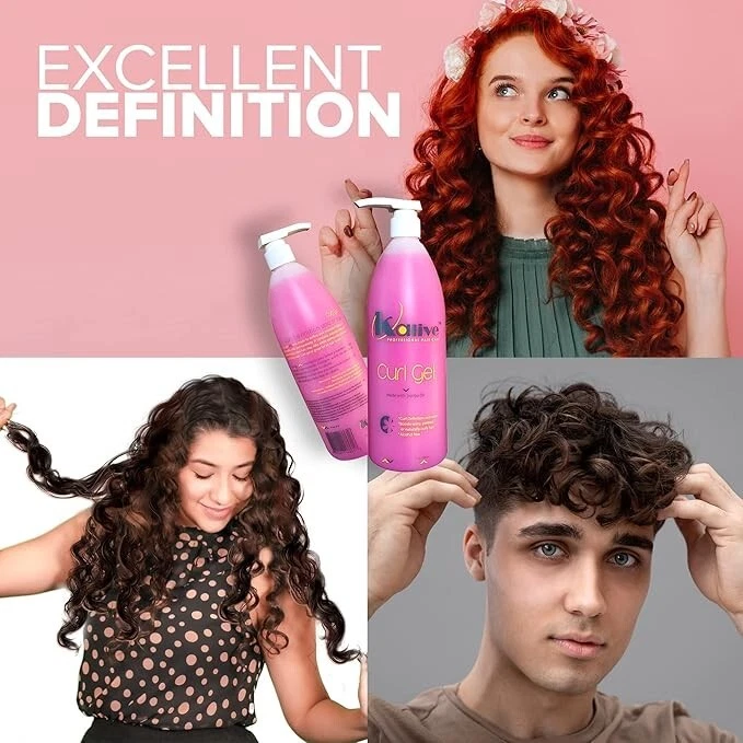 Gel rizador KALIVE, paquete de 2 (16 oz cada uno) natural o permanente, cuidado del cabello para mujer Foto 4 de 4
