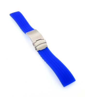 XL-Silikon Uhrenarmband Modell Kreta-FS-S königs-blau 22 mm, Faltschließe