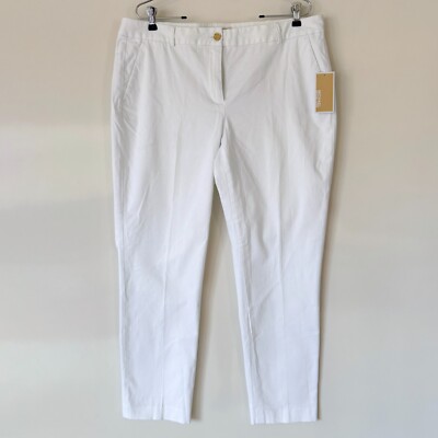 Michael Kors Basics White Pants Straight Ankle 29  Inseam Women s 14