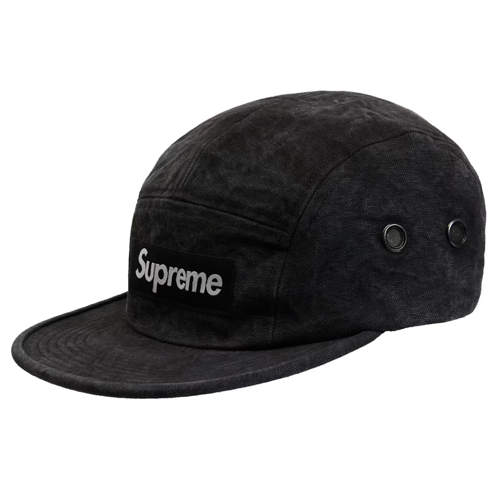 Casquette de camp Supreme FW19 en toile lavée 5 panneaux noire