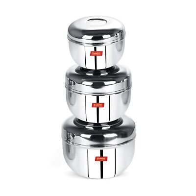 Stainless Steel Heavy Gauge Mirror Finish Storage Containers, Set of ...