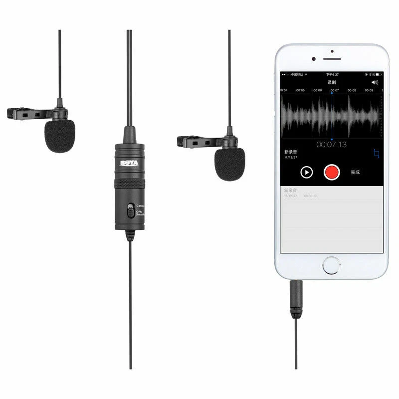 BOYA BY-M1DM Dual-Head Lavalier Microphone for DSLR Camera Smartphone PC Mic  - Image 3 of 4