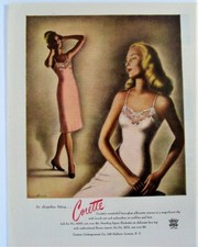 Vtg 1947 Corette Custom Undergarments Slips Underwear Sleek Woman Art Print Ad