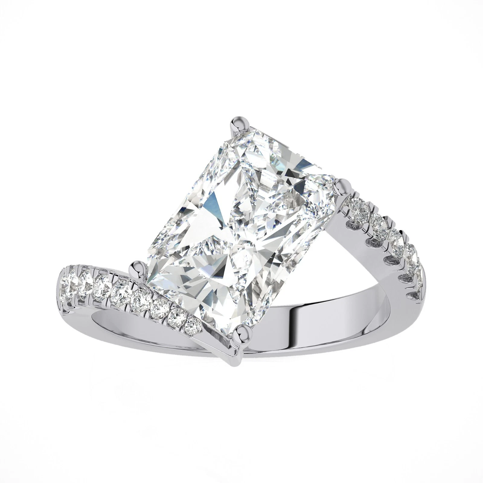 3.31ct IGI Certified Lab Grown Diamond Engagement Ring Radiant Cut 14k Gold image-1