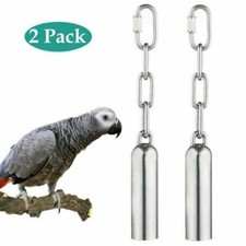 2 Stainless Steel Large Bell Bird Toys Chew Toy for Parrot, Macaw, African Grey
