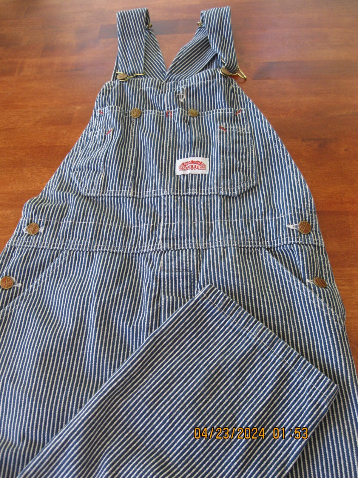 MINT Vintage Roundhouse Bib Overalls Mens 30x30 Striped Engineer USA