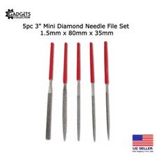 5pc 3" Diamond Needle File Set 1.5mm x 80mm x 35mm Carving Ceramics Tile Glass