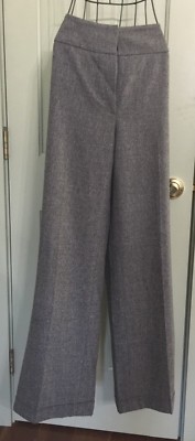 Anne Klein Tweed Wool Silk Blend Pant w Faux Cuff Straight Leg Tall 8