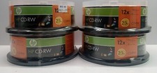  4 HP invent CD-RW 12X Optical Media Discs 80 Min 700 MB Orange Silver 25 Each
