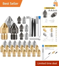 Durable Nozzle Cleaning Kit - 32 MK8 Nozzles & 5 Cleaning Tools for 3D Printers