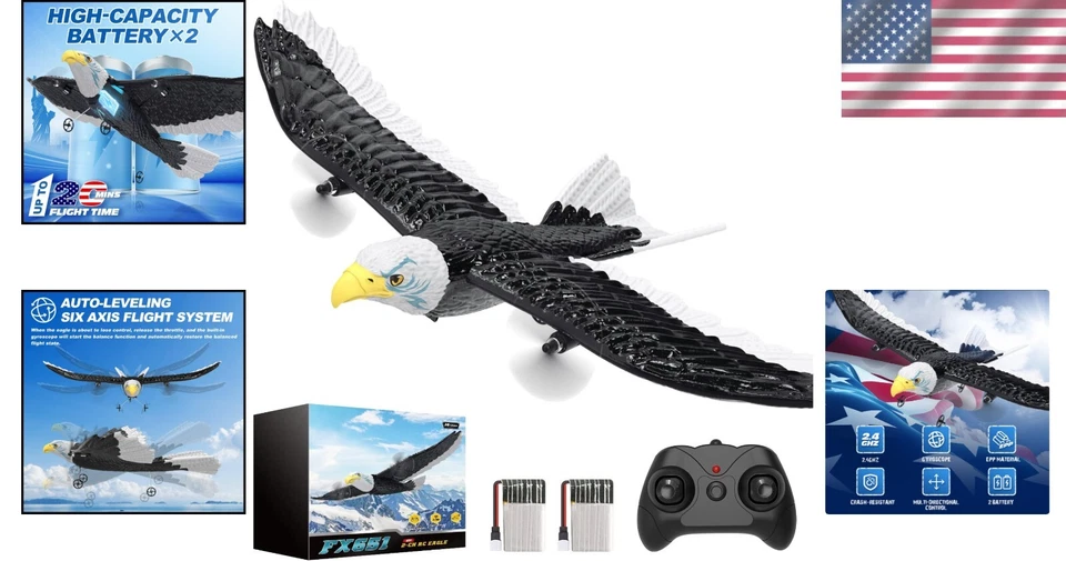 Realistic Remote Control Bald Eagle Airplane with 2 Batteries & 22-Min Flight - Image 2 of 4