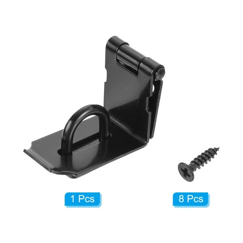 4 Inch Padlock Latch, Stainless Steel 90 Degree Barn Door Hasp Lock, Black - Picture 3 of 6