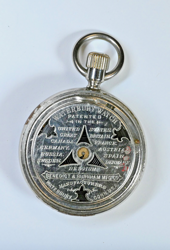 Orologio da tasca WATERBURY scheletro rotante carica lunga senza riserva! - Foto 4 di 5