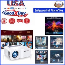 1080P WiFi Bluetooth Projector 450" Screen 4K Support Portable Home Theater W...