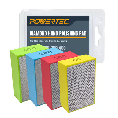 Diamond Hand Polishing Pads Assortment 60/100/200/400 Grits, Block Type (4-Pack)