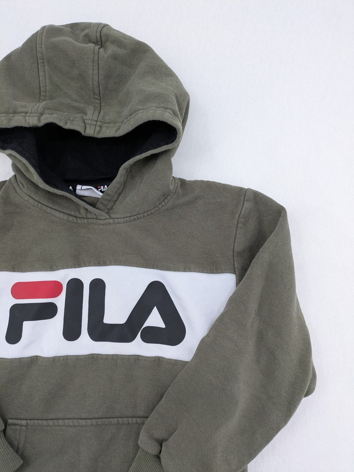 Fila Jungen Hoodie Langarm Pullover Sweatshirt Gr. 122 128 grün Logo image 4
