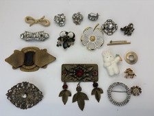 Vintage Costume Jewelry Clip On Brooches Gold Tone Lot Monet