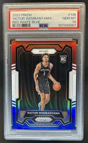 2023-24 Panini Prizm Victor Wembanyama RC Prizm Red White and Blue #136 PSA 10
