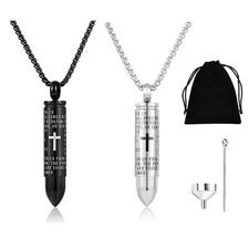 2PC Bullet Urn Necklace for Ashes, Cremation Necklack for Ashes, Urn Necklaces f