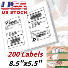 200- Half Sheet Shipping Labels Page 8.5x5.5 Self Adhesive 2 Per Sheet NEW