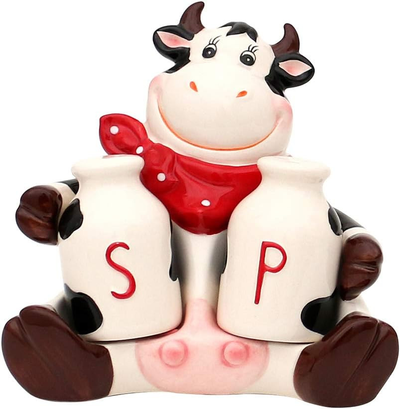 Idea Regalo Cucina: Set 3 Mucche Ceramica Sale Pepe - Stile Country