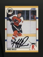 Mike Ricci Autographed Rookie Card 1990-91 Score Traded 60T. rookie card picture