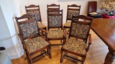 DINING CHAIRS 6 Old Charm 2 Carver 4 Side Chairs Oak Tudor Padded Seat