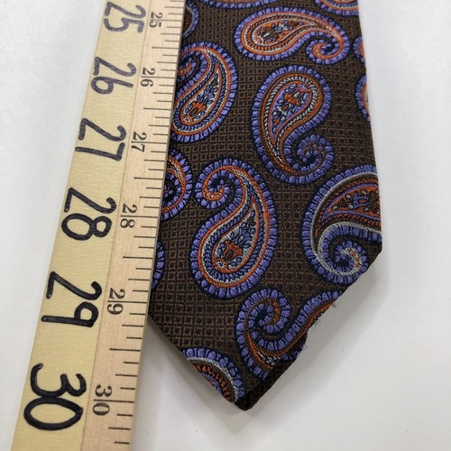 David Donahue 100% Silk Neck Tie Men’s Paisley Made In Italy 3" / 60 Length Brow - Picture 3 of 7