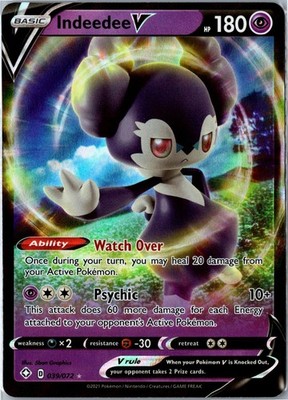 Pokemon Card - Indeedee V Shining Fates 039/072 V Ultra Rare Holo Near Mint