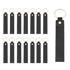 20 Pcs PU Leather Laser Engraving Keychain Blanks Black, 5.3" x 0.8" 