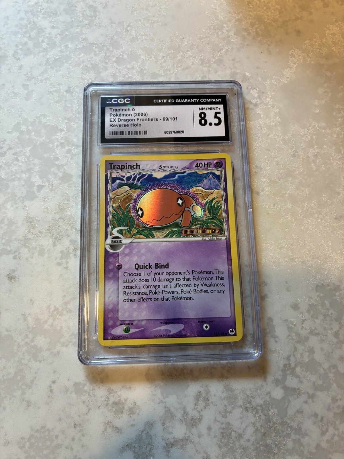 2006 POKEMON EX DRAGON FRONTIERS #69 TRAPINCH-REVERSE FOIL CGC 8.5