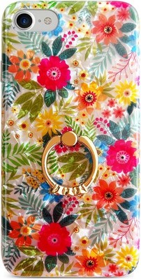 Flower Case for iPhone SE 3rd & 2nd Gen, iPhone 7/8 Cases 4.7 inch, Blue Pink Fl