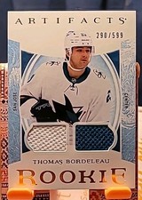 2022-23 UD Artifacts Hockey #178 Thomas Bordeleau RC Dual Jersey #'d /599 🔥🔥