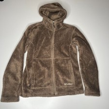 Marmot Brown Fleece Full-Zip Hoodie Jacket Women s Size S Cozy Plush Outdoor