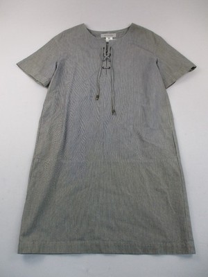 Gerard Darel Women's 40 Short Sleeve Mini Dress Lace Up Tie Neckline Gray *