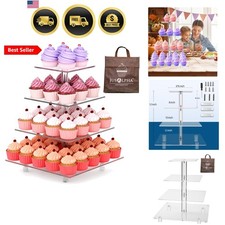 Acrylic Cupcake Stand 4 Tier Dessert Tower Pastry Serving Platter