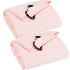 2 Pack Tri-fold Golf Towels, Premium Microfiber Fabric Waffle Pattern with Bl...