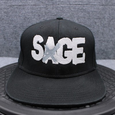 SAGE Hat Cap Snap Back Black Embroidered Graphic Otto Mens One Size SRP Logo
