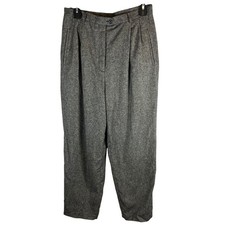 Lauren Ralph Lauren Women's Wool Cashmere Blend Pleated Trousers Size 10 Grey