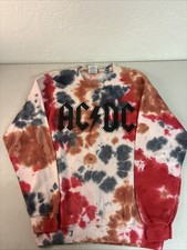AC/DC ROCK BAND Small Tie Dye Cotton Blend Pullover Crew Sweatshirt