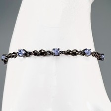 Bracciale fatto a mano arte tanzanite naturale argento sterling 925 7,5"/BR13969
